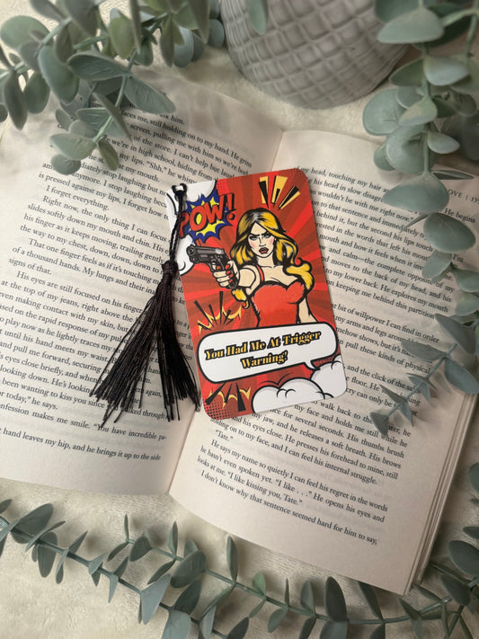 “You had me at trigger warning” comic Bookmark