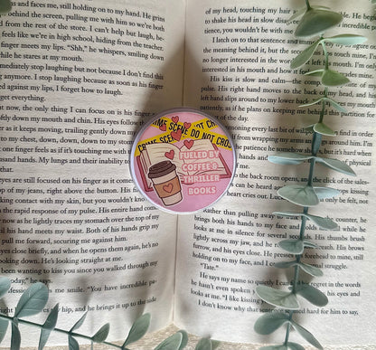 Fueled by coffee and thriller books magnetic kindle grip